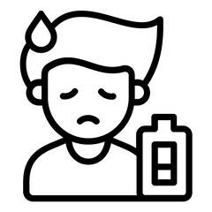 boy with fatigue icon line