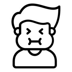 boy with nausea icon line