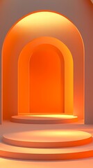 Fototapeta premium digital technology orange circular booth illustration poster background