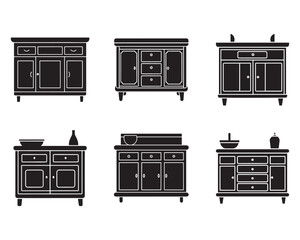 kitchen sideboard icon silhouette vector illustration
