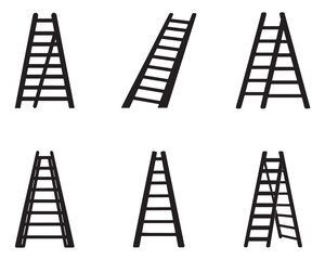 ladder icon set silhouette vector illustration