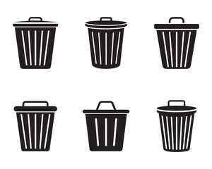 laundry hamper icon set silhouette vector illustration