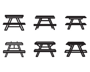 set of picnic table icon silhouette vector illustration