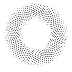 Abstract dot circle: A captivating abstract composition forms a dynamic spiral or vortex, composed of countless dots arranged in a circular pattern. A clean.