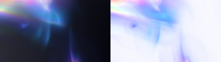 Colorful Cloud Prism Overlay: Abstract background with a colorful light cloud and a subtle prism effect. Use for a vibrant, dreamy overlay. on black or Transparent.