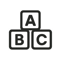 Three alphabet blocks labeled A, B, and C are stacked together.