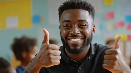 Teacher Giving Thumbs Up in Classroom