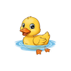 Fototapeta premium Yellow Rubber Duck Floating in Water