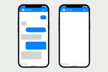 Smartphone Chatting Interface: A close-up view of a smartphone's messaging interface showcases a series of text bubbles, some blue and some gray, representing a vibrant conversation.