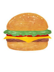 Hamburger watercolor illustration