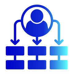 An icon symbolizing organization and teamwork, representing groups and partnerships in a business context. (Solid Gradient Style)