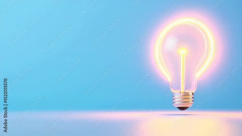 Poster illuminating the mind: a vibrant glowing light bulb signifies innovation and the spark of an idea, a