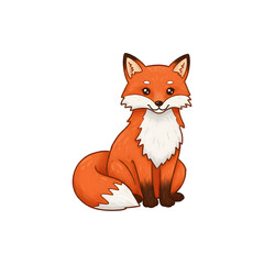 Obraz premium Cute sitting fox with thick tail and smile