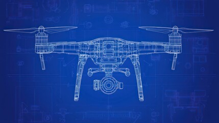 Naklejka premium Drone technical blueprint