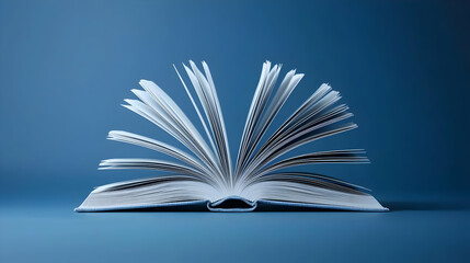 Open Book With Dotted Pages On Blue Background