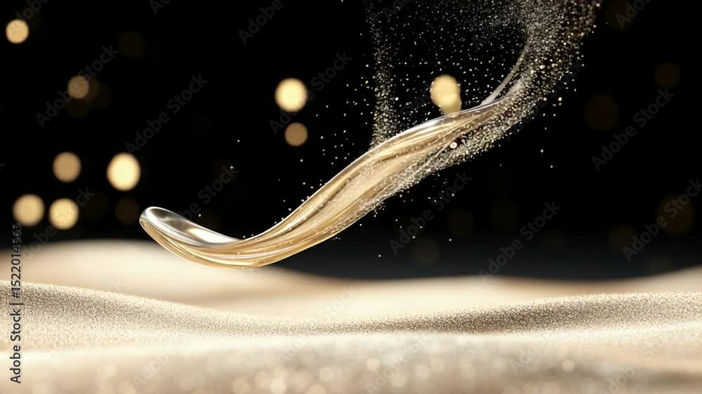 Fototapete golden liquid swirl: a mesmerizing swirl of golden liquid gracefully glides across a textured surfac