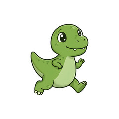 Fototapeta premium Cartoon Baby Dinosaur with Happy Expression