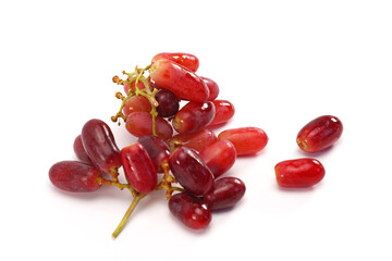 Red grape isolated on white background.
