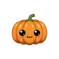 Obraz premium A small orange pumpkin with a happy kawaii face and smile