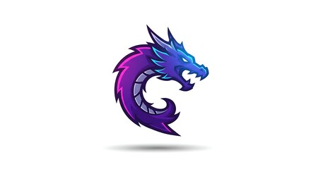 Naklejka premium Dragon head with purple and blue design