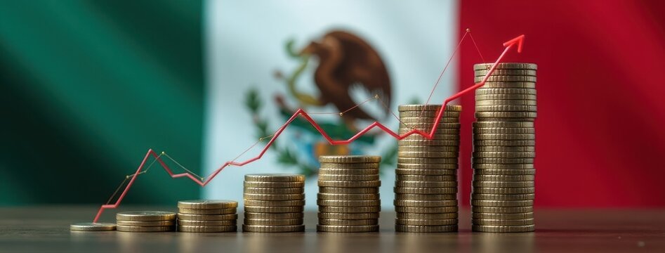 Rising Mexican Peso: Business and Investment. Suitable for use by financial institutions, international business publications, or articles discussing foreign exchange and trade in Mexico