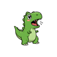 Cute green baby dinosaur standing upright, great for prehistoric or children's educational art