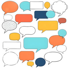 A set of diverse speech bubbles, unique shapes and sizes. , isolated