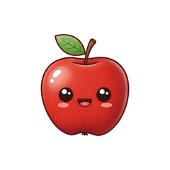Red apple with shiny surface and big eyes, a cute fruit character for school or food graphics