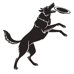 Dynamic Dog Silhouette Leaping for a Frisbee