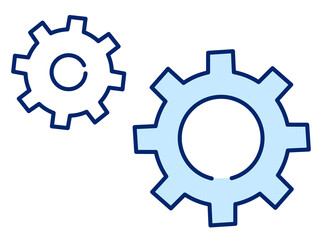 おしゃれなフラットデザインの歯車／イラスト素材