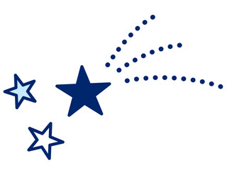 おしゃれなフラットデザインの流れ星／イラスト素材