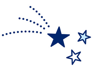 おしゃれなフラットデザインの流れ星／イラスト素材