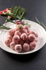 Classic hot pot ingredients beef balls and shrimp balls