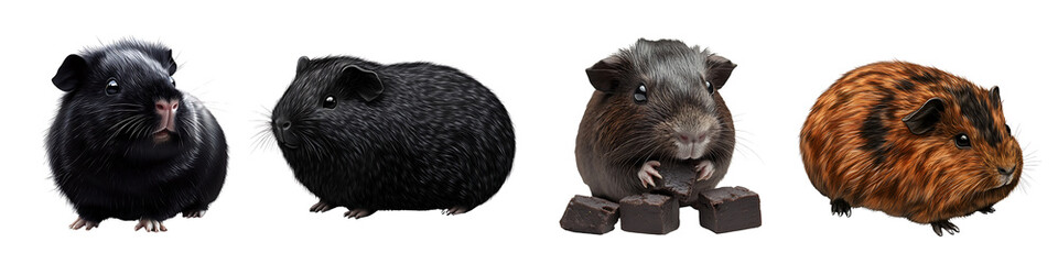 Set of a guinea pig, isolated on a transparent background.