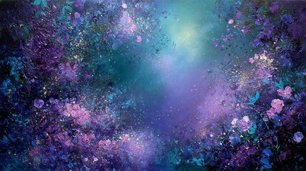 Serene moonlit garden with luminous brushstrokes and magical atmosphere in calming oil painting style, ideal for tranquility, relaxation, and peaceful emotional therapy purposes.

