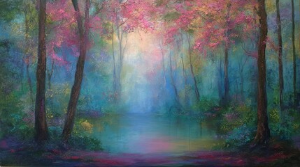 Soothing oil painting of a blooming meadow with vibrant wildflowers and soft brushstrokes, capturing the peaceful essence of nature and ideal for therapeutic and calming environments.

