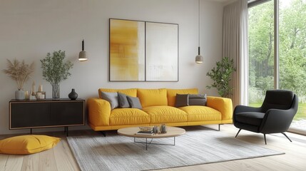 Modern Yellow Living Room Design