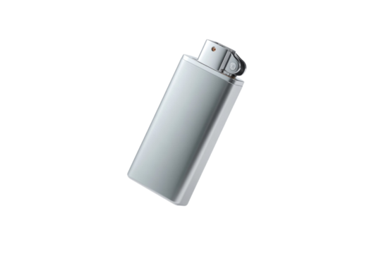 A silver lighter is shown on a white background