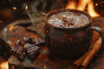 vibrant picture of Homemade hot chocolate or cocoa drink