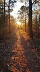 Obraz premium Autumn forest road lined with colorful leaves and trees in scenic countryside