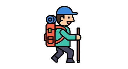 Hiker Cartoon Illustration: Outdoor Adventure