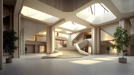 Modern Minimalist Concrete Building Interior
