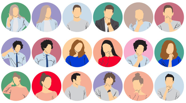 vector illustration of a set of  people users profile