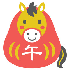 午のだるまの和風アイコンイラスト