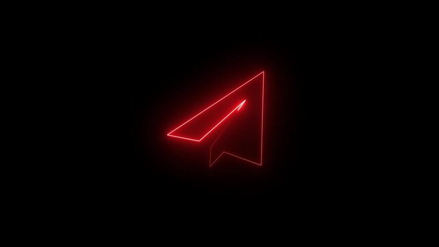 Glowing Neon Style Telegram Icon.Neon Line Art Telegram Logo Glowing on Dark Background