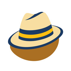 Yellow felt fedora hat, a classic fashion accessory, isolated on white