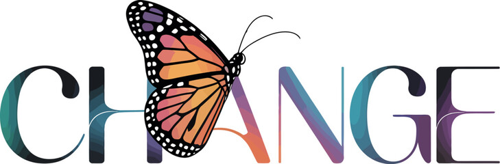 Change butterfly concept transformation metamorphosis motivation growth hope positive mindset progress 100 editable stock vector illustration