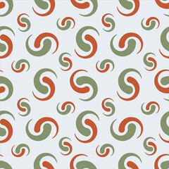 Seamless wallpapers, red-green geometric patterns, gray-green vector patterns