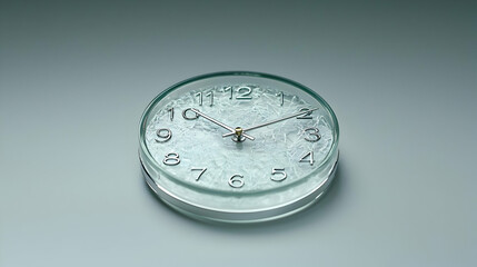 Round Glass Clock On Light Gray Background