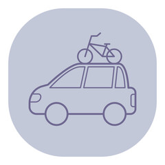 Car with bike mounted on its roof rack, showcasing readiness for outdoor activities. Road trips and exploration concept